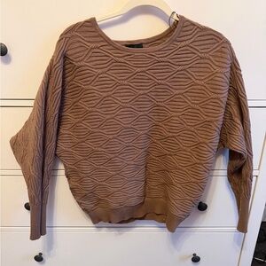 Magaschoni Textured Brown Crew Neck Sweater